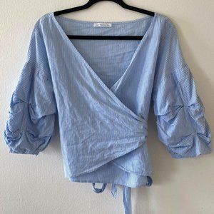 Socialite Striped Wrap Blouse